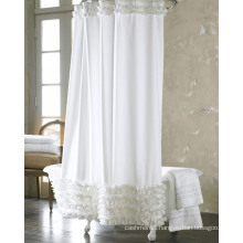 White Print Polyester Shower Curtains